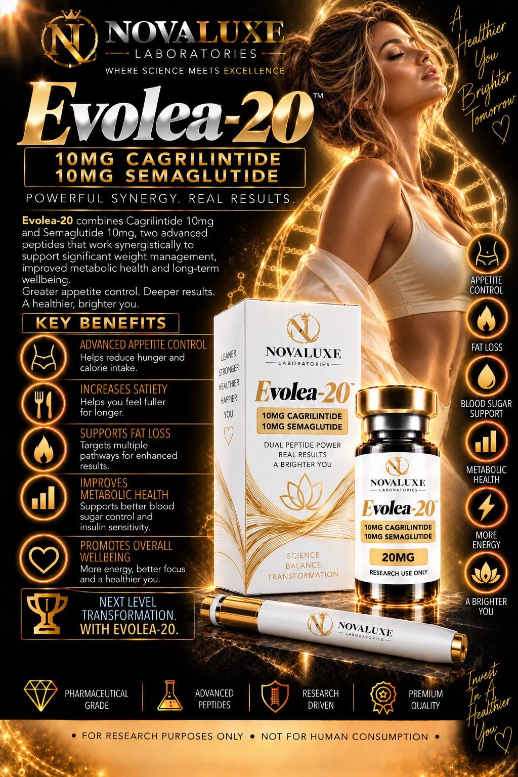 Novaluxe Laboratories - Evolea 20mg (Cagrilintide 10mg + Semaglutide 10mg)