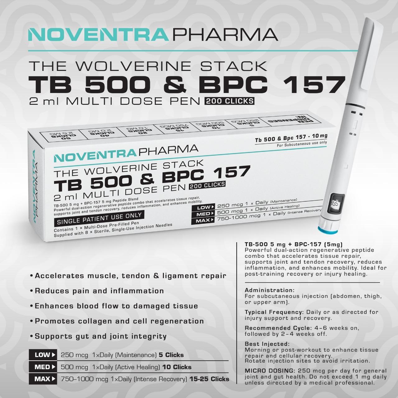 Noventra TB500 & BPC157 (The Wolverine Stock) 10mg - Pre-Filled Pen
