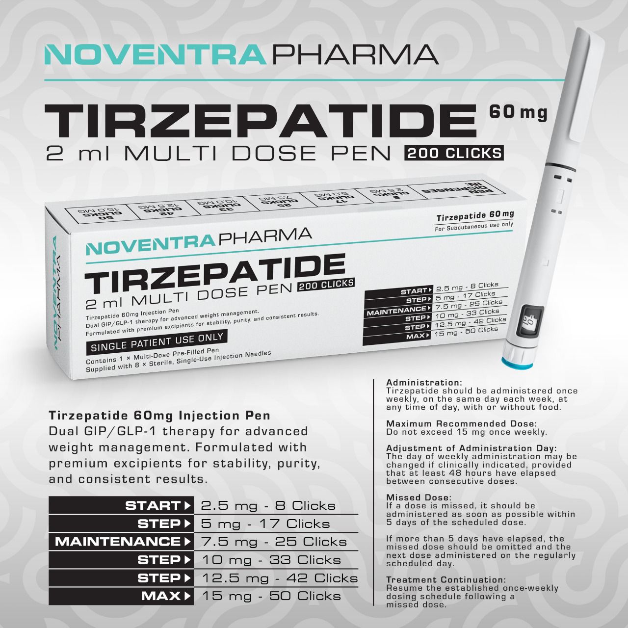 Noventra Tirzepatide White Premium 60mg - Pre-Filled Pen